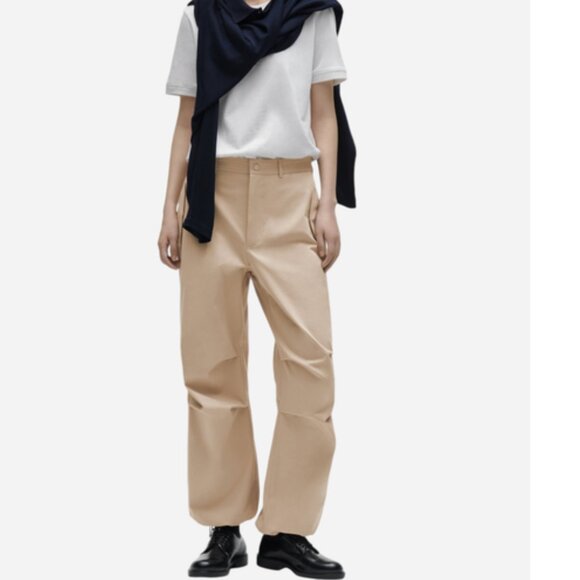 NWT ZARA Khakhi Cargo Relax Fit Pant Pockets Large READ - Picture 1 of 11